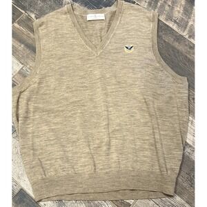 Fairway & Greene V-Neck Sweater Vest Men Brown Merino Wool Robert Trent Jones XL